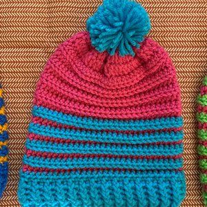 Crocheted Toddler Beanies with PomPom (For Ages 1-3)